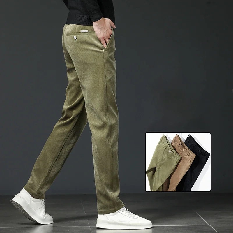 

Autumn Winter New Men's Business Casual Pants Straight Solid Color Simple Trousers High Quality Classic Male Brand Clothing