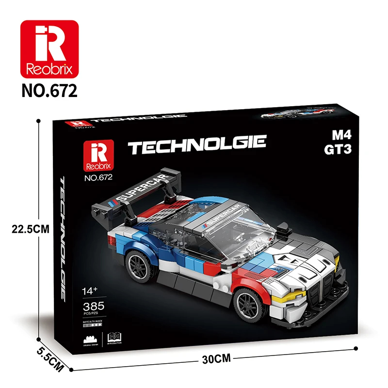 Reobrix City Car Model Speed Champion Assembled Building Blocks Daytona Creative Racing Sports Vehicle Assemble Bricks Kids Toys