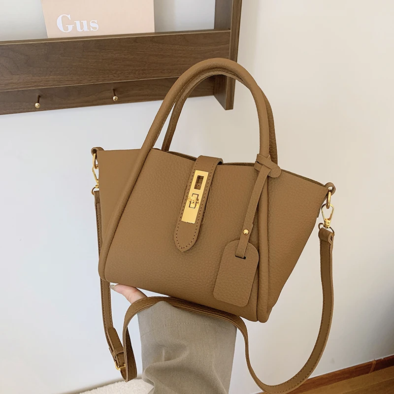 PU Leather Bucket Bag for Women Luxury Open Shoulder Bag Top Handle Handbag 2024 Fashion Trend Envelope Bag Wallet Diesel