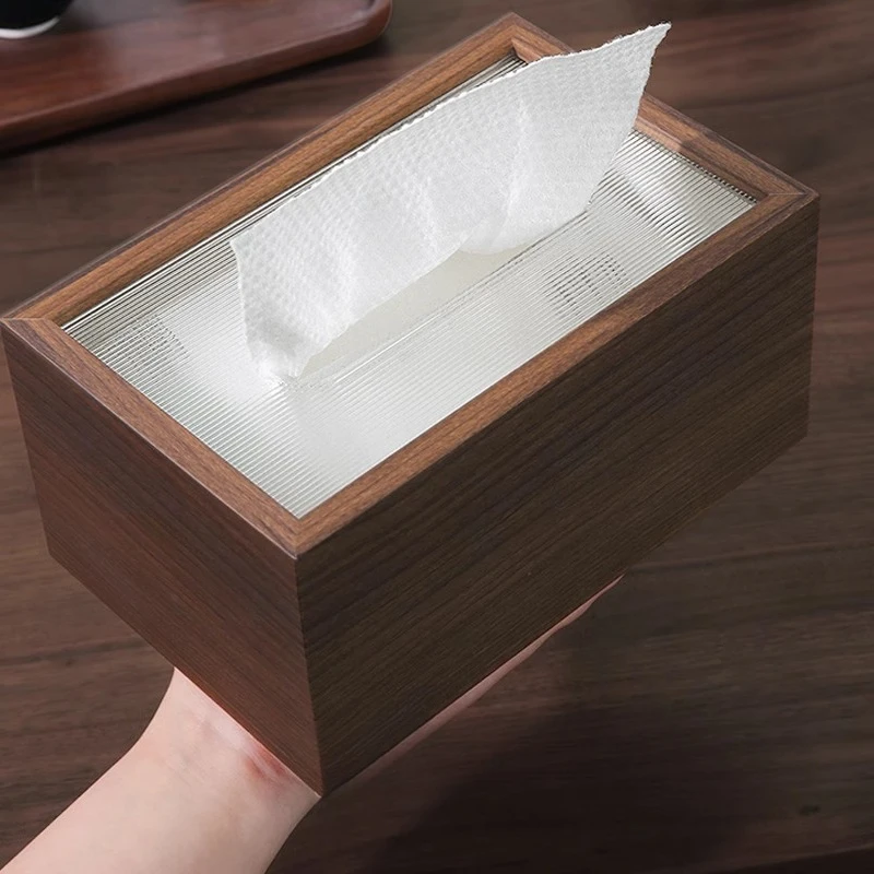 

Wooden Tissue Box Paper Simple Desktop Waterproof Tissue Case Rectangular Elegant Tissues Organizer Kitchen Office Storage Box