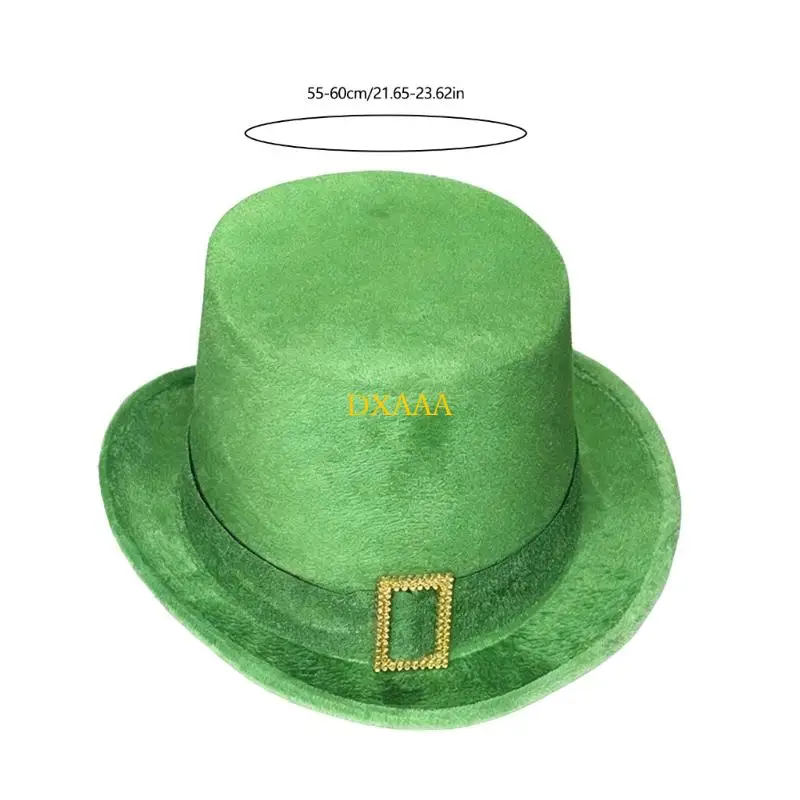 DXAA Cappello a cilindro verde Cosplay Cappello Homburg per uomo Donna Puntelli da indossare per le vacanze irlandesi