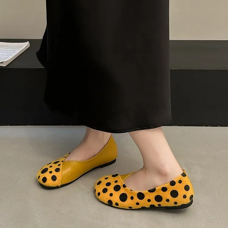 Frühlings-Neuheit: Damen-Flachschuhe mit Runder Spitze, Gepunktetem Wildleder, Bequeme Alltags-Loafer für Büro und Straße – Detail 25