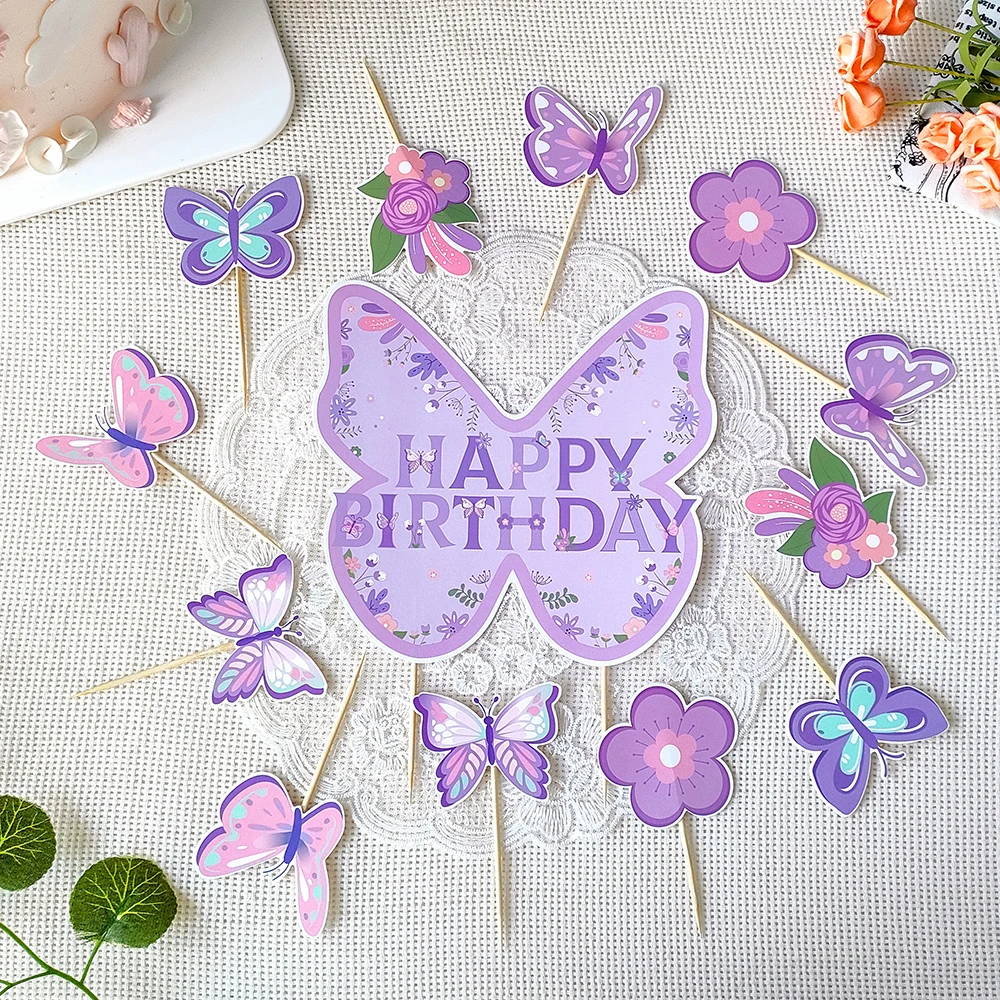 Butterfly Theme Decorations Butterfly Pull Flag Spiral Topper Kids Girls Birthday Wedding Party Decorations Baby Shower Suppiles