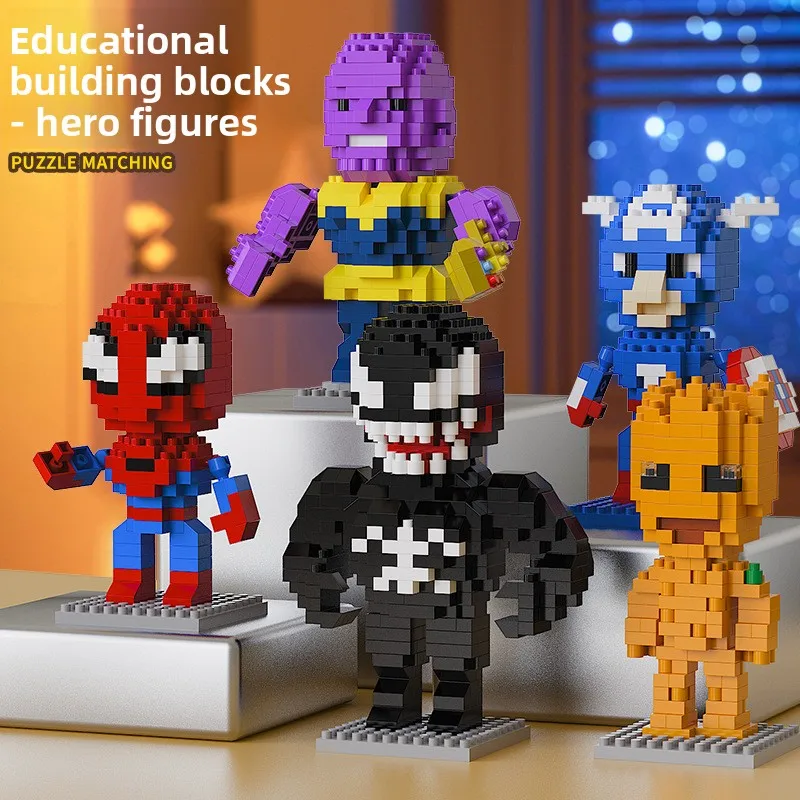 Juguete de bloques de construcción para niños más vendido popular: múltiples modelos de héroes, partículas pequeñas, decoración educativa