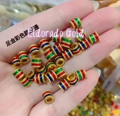 Eldorado Gold  24k gold charms 999 real gold colorful beads fine gold loose beads diy handstring