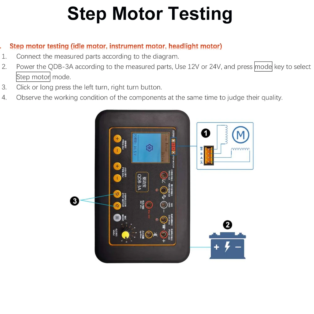 QDB3A Auto Ignition Coil Tester Car IAC Idle Stepper Motor Solenoid Valve Injector Actuator Fault Detector Driver PWM Generator