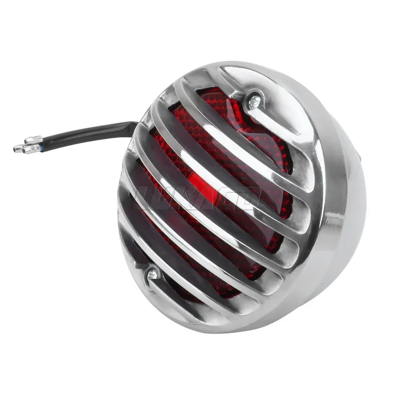 Motorcycle Gold Chrome Round Tail Brake Light LED 12V Rear Stop Taillight Lamp For Universal Bobber Chopper Rat Hot Custom