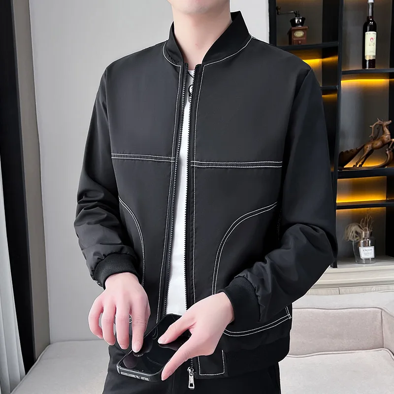 

2023 New Fashion Handsome Casual Boutique Stand-up Collar Jacket Men's Fashion Casual Clothes on The Autumn Coat