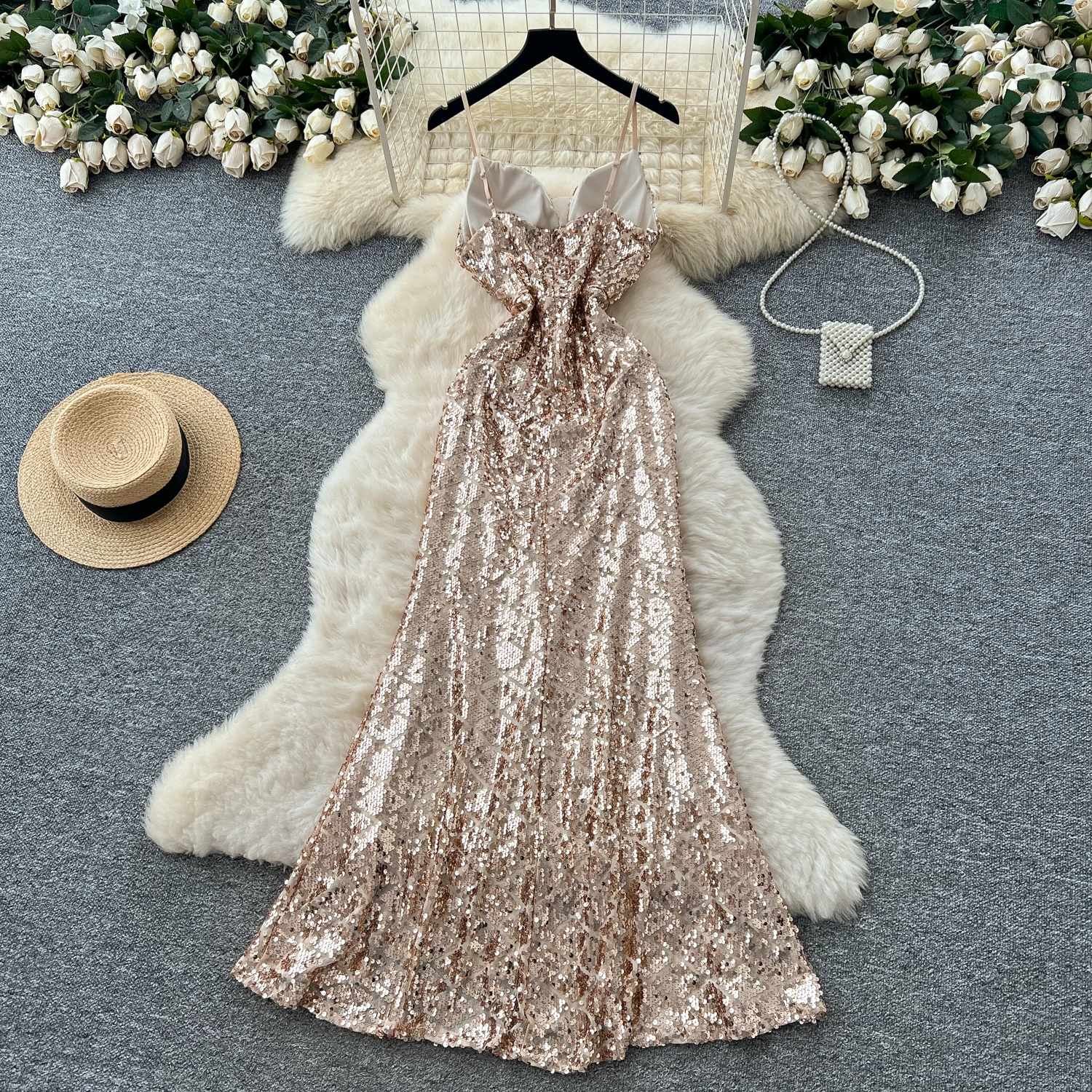 Chic vintage sleeveless pleated Elegant Fairy korean fashion Boho women clothing Long dress ceremony dresses