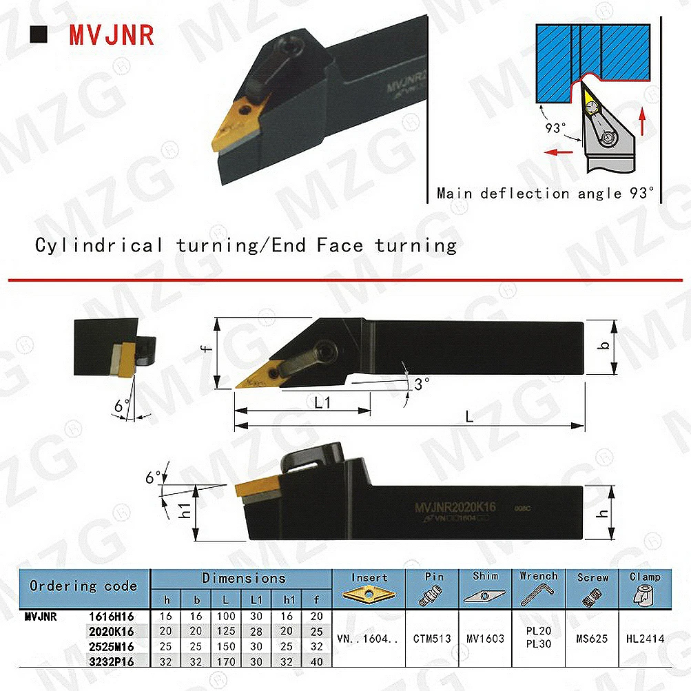 Maifix MVJNR MVJNL 1616 2020 2525 3232 External Turning Tool MVJNR MVJNL Lathe Bar Turning Holder CNC Cutting Tool Cutter Bar