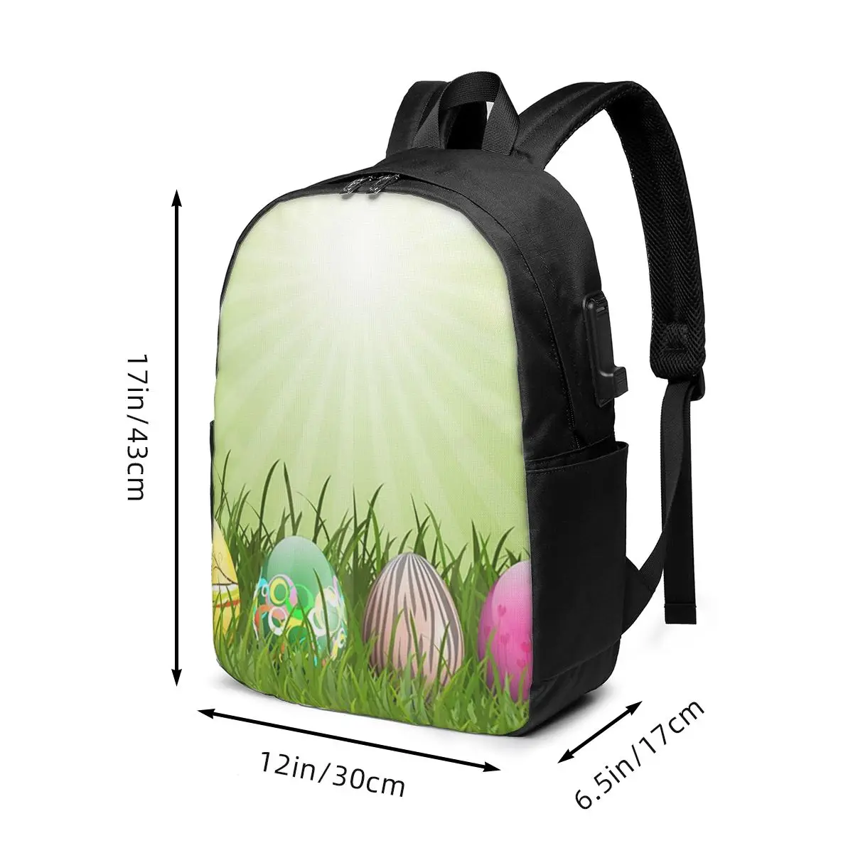 Easter Egg Pattern In Grass Backpack Travel Notebook Bag Computer College Student School Bag Laptop Shoulder Bags for Men Women