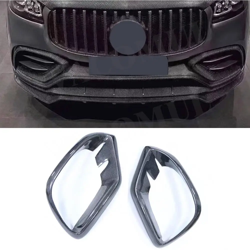 VACOMUL For Benz GLS Class X167 GLS450 Sport 2020-22 Real Carbon Fiber Front Bumper Fog Light Air Vent Outlet Cover Lip Spoiler