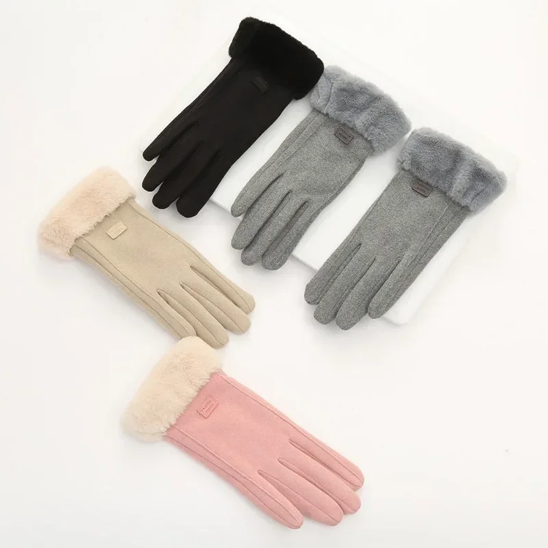 겨울 플러시 두꺼운 여성 장갑 터치 스크린 벨벳 사이클링 장갑 Coldproof Windproof Warm Insulated Cycling Gloves