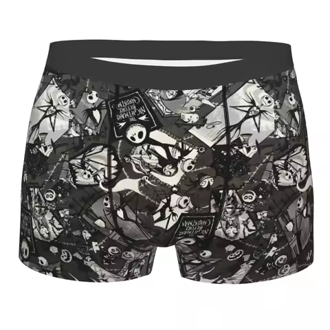 Custom Male Funny Nightmare Before Christmas Underwear Halloween Jack Skellington Boxer Briefs Stretch Shorts Panties Underpants