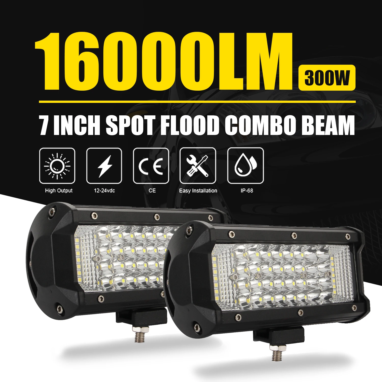 

HYNBYZJ 7 inch Light Bar/Work Light 4 Rows 300W Combo Fog Lights for Cars Led Work Light Bar for Offroad Tractor Truck 4x4 SUV