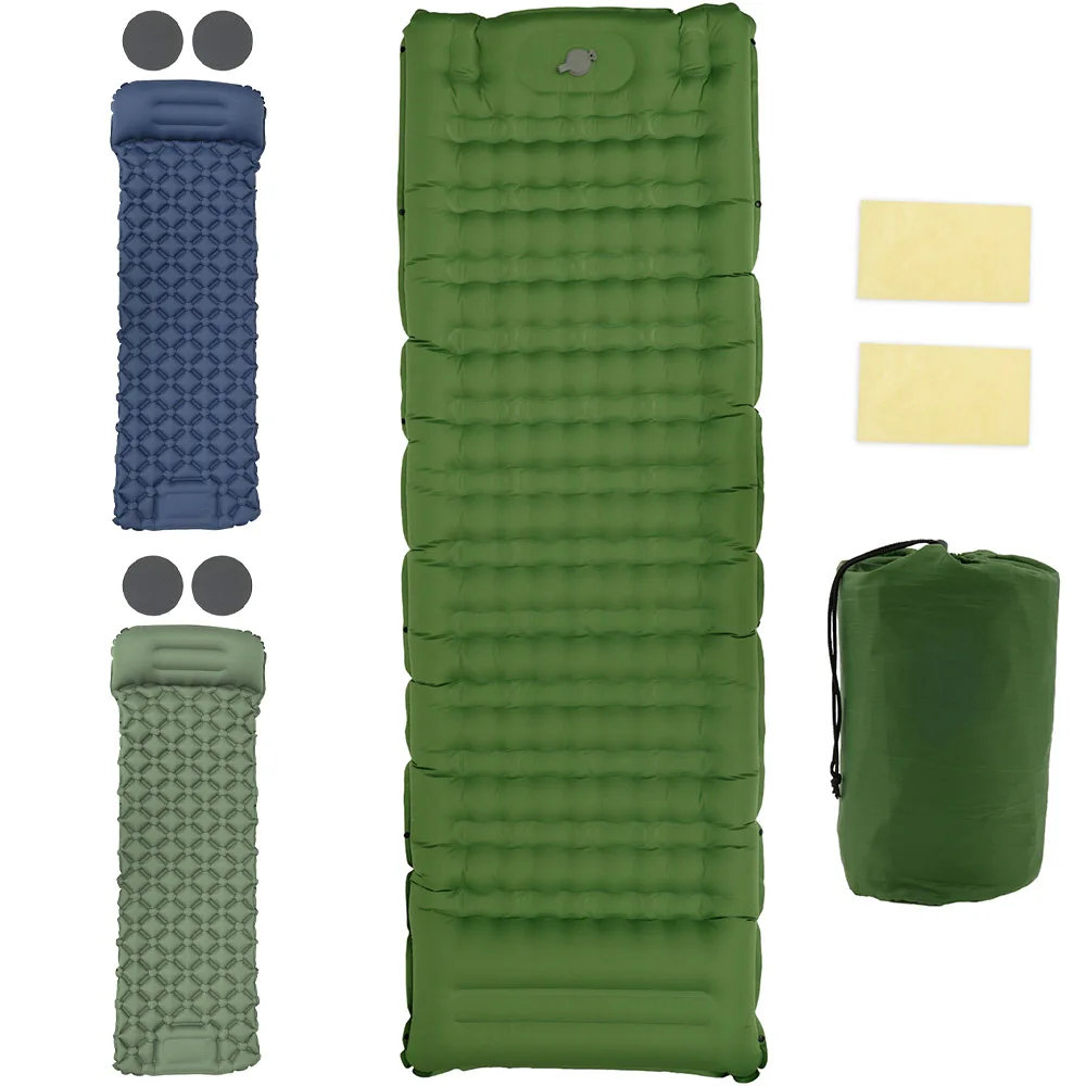 

Outdoor Camping Inflatable Mattress Ultralight Air Mat Built In Inflator Pump Tear Resistant Nylon Sleeping Pad for Travel