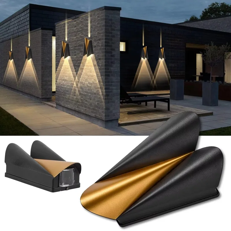 

Modern Black Outdoor Wall Lights, 3000K up Down Patio Porch Lights Wall Mount Outdoor Sconces for House Yard Hallway