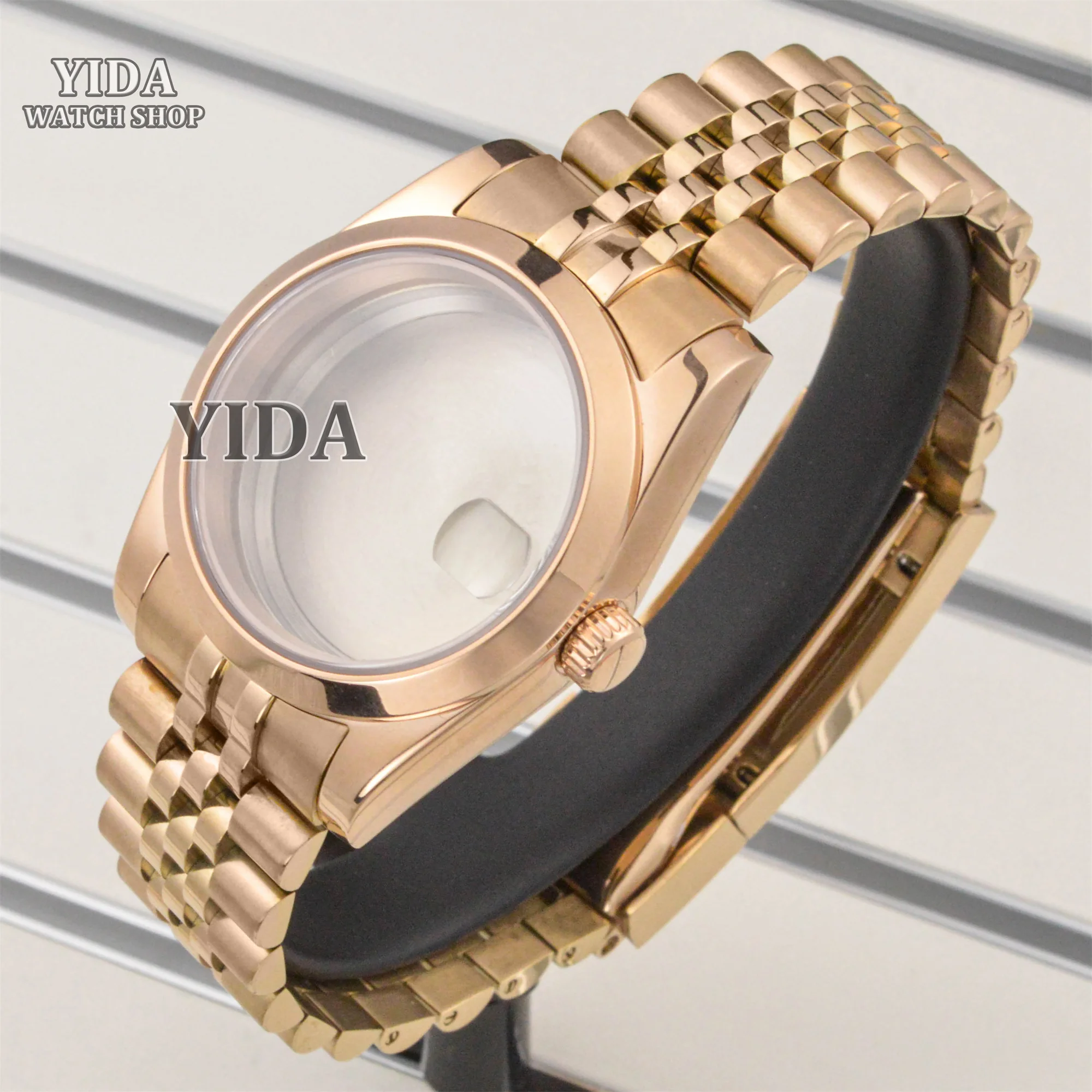 

NH35 36/39mm WatchCase 5 Beads Strap PVD Rose Gold Stainless Steel For Adjustable Jubilee NH36 Movement Band Sapphire Crystal