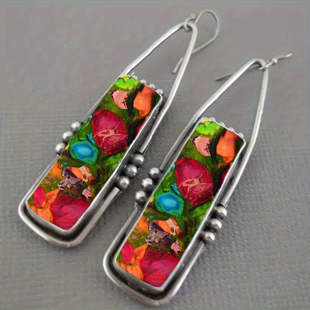 Fashionable and Exquisite Bohemian Imitation Turquoise Pendant Earrings for Women Men Valentine's Day Anniversary Gift Jewelry