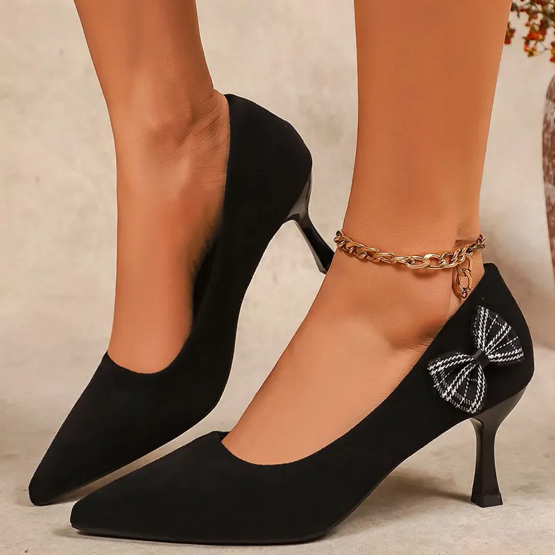 

Spring and Autumn Stiletto Heels Women's Shallow Pointed Toe Single Shoes