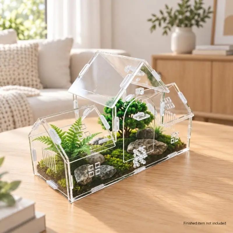 3-Section Small Pet Terrarium Breeding Box with Ventilation Openings for Viewing 55KF