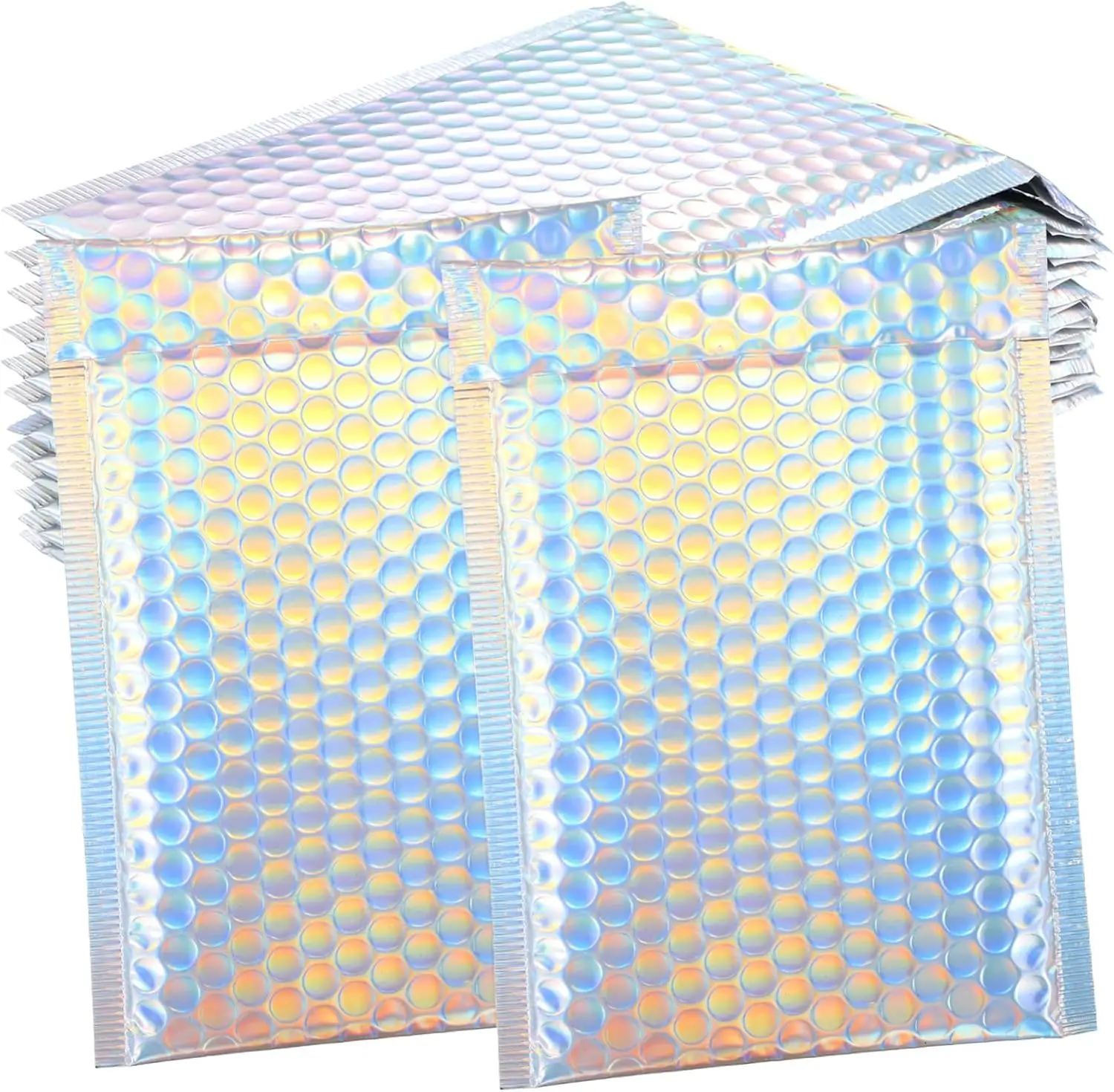 Rainbow colors Bubble Mailers 50 Pcs Self Seal Padded Envelopes Gift Bags Laser Packaging Envelope Bags for Book