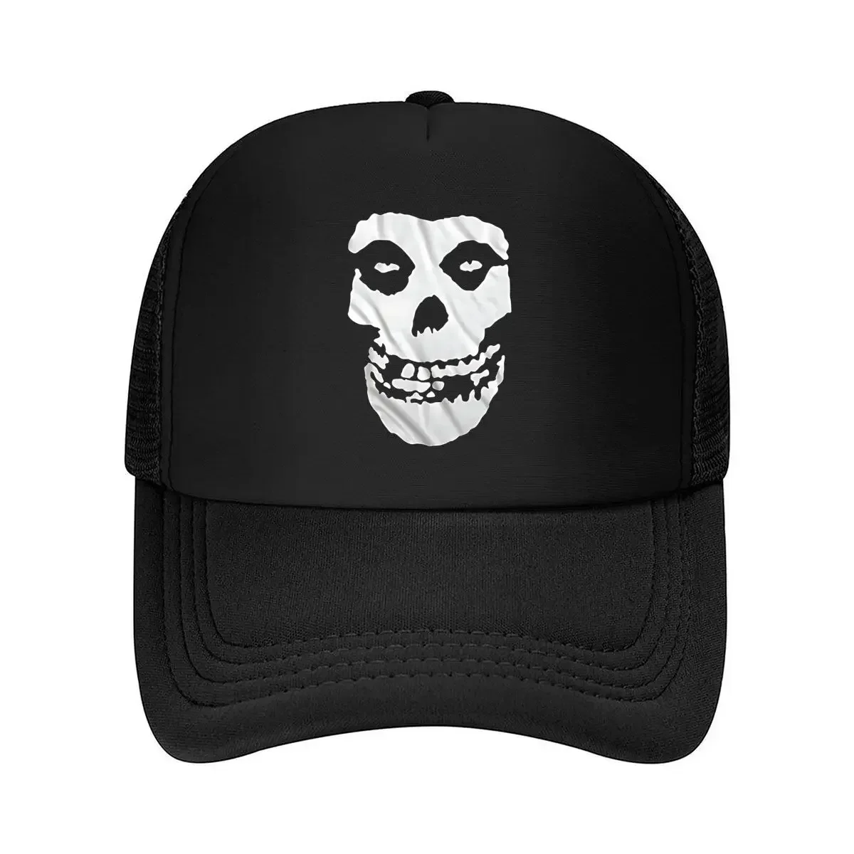 2026 Mask - themed Abstract Art White Mask - like Silhouette for a Mysterious and Cultural Design Mesh Baseball Cap