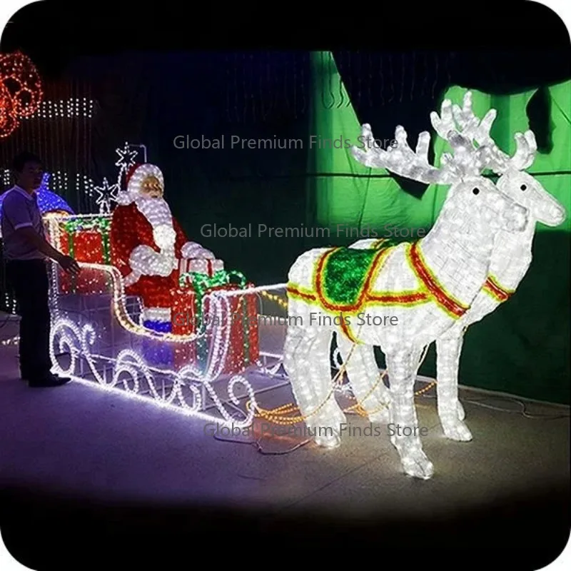 3d Deer Sled Light Motif Lighting Led Lighted Outdoor Santa Sleigh and Deer Christmas  Deer with Sledge