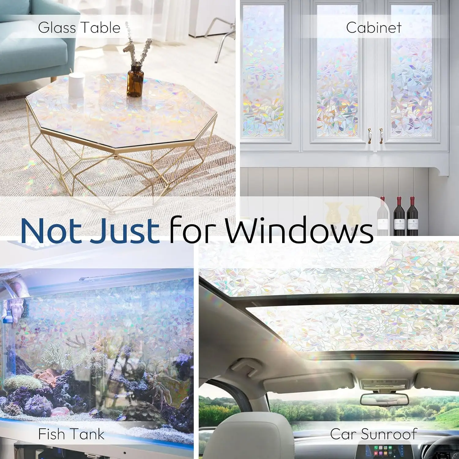 3D Rainbow Stained Glass Leaf Privacy Window Film Static Cling No Glue UV Block Heat Control for Home Office Glass Door