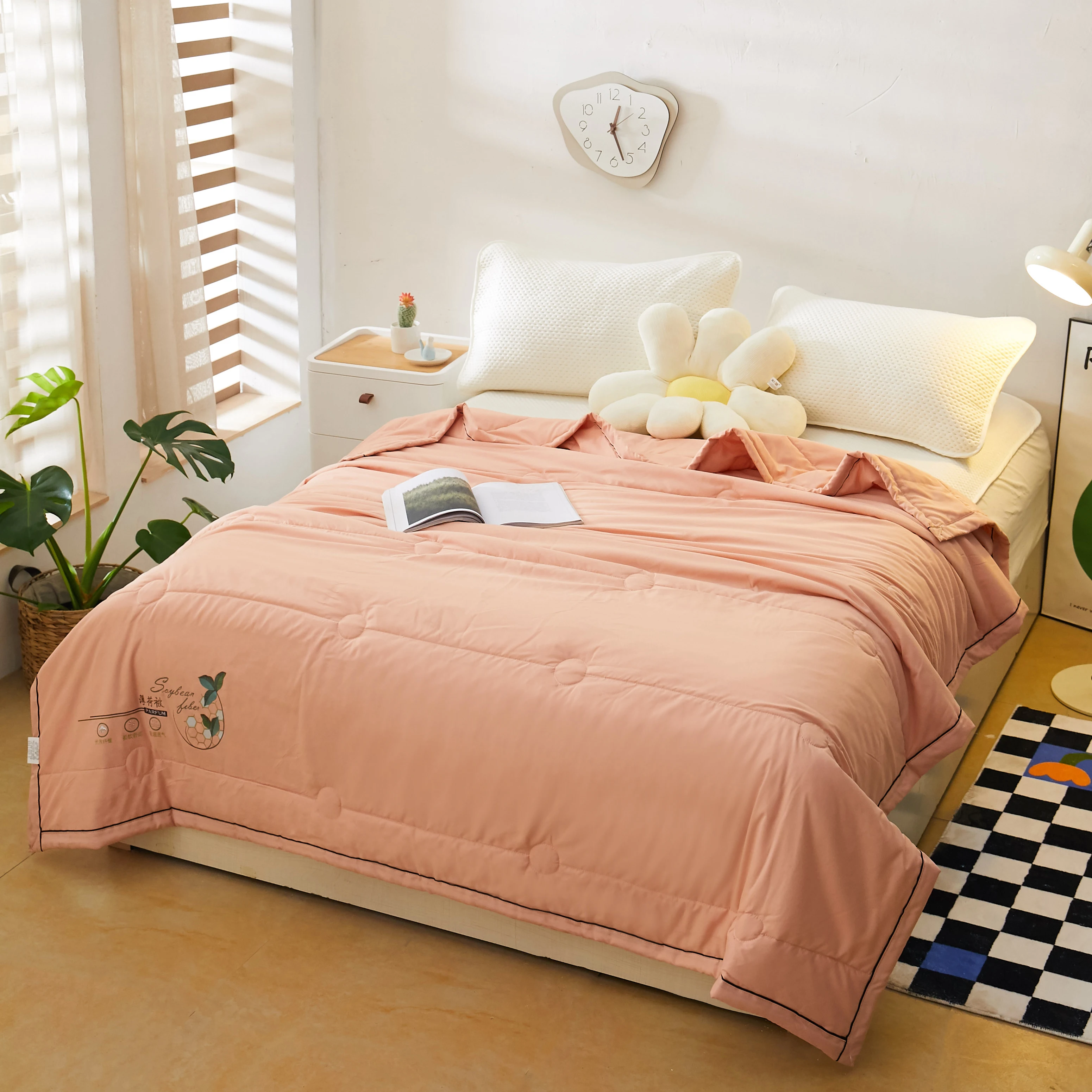 

Summer Cooling Comforter Skin-Friendly Breathable Double/Sin/Children Bed Quilt Mint Cool Repel Mosquitoes Machine Washable