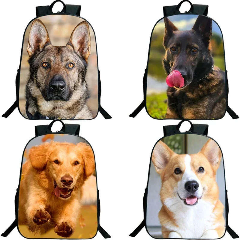 Large Capacity German Shepherd Print Backpack Boys Girls Cute Corgi School Bags Husky Dog Daypack Waterproof Bookbag Travel Bag