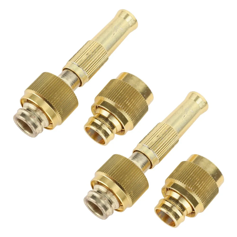 2 Set Durable G1/2 Thread Brass Hose Nozzle Brass Heavy Duty Garden Water Hose Nozzle High Pressure Car Washing Nozzle Lawn Care