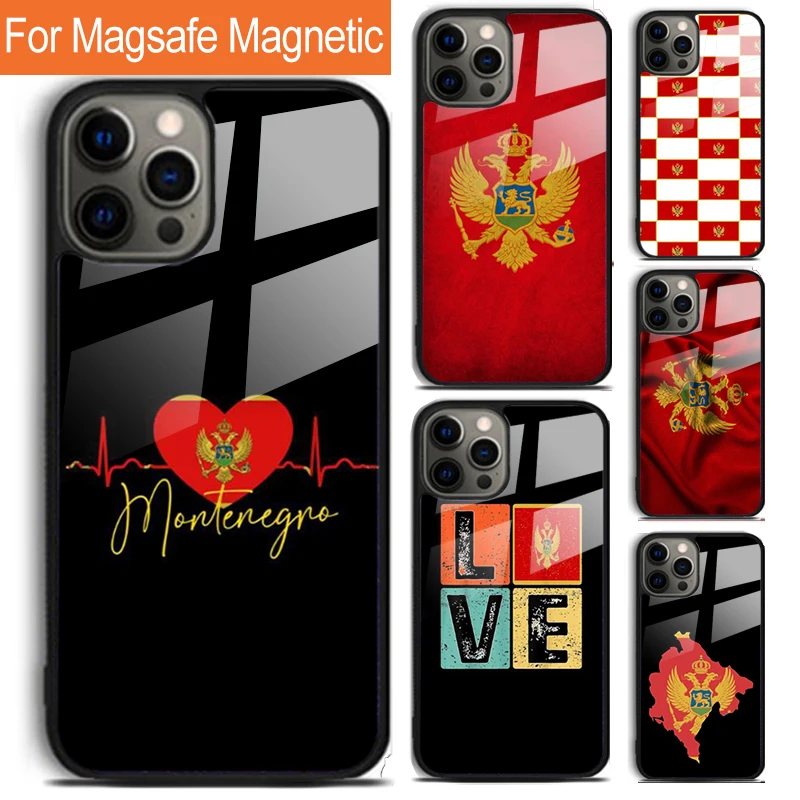 Montenegro Flag Phone Case For iPhone 16 15 14 13 12 11 Pro Max Plus Magsafe Magnetic Wireless Charging Cover