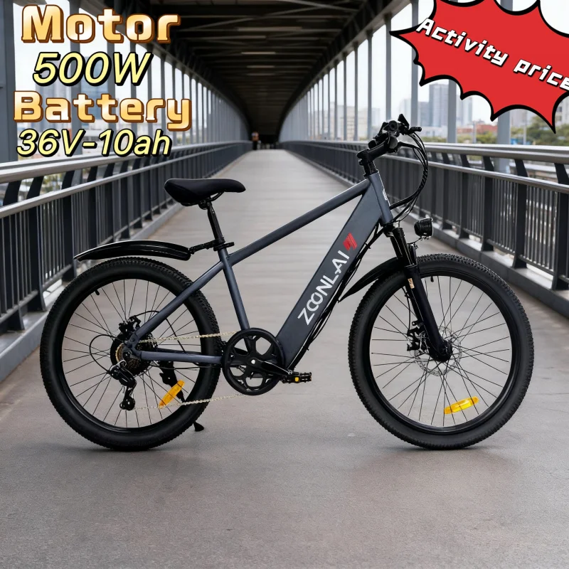 

24-inch E-Bike, urban commuter electric bike with 500W motor, 36V-10ah battery, electric moped for leisure riding E-Bike