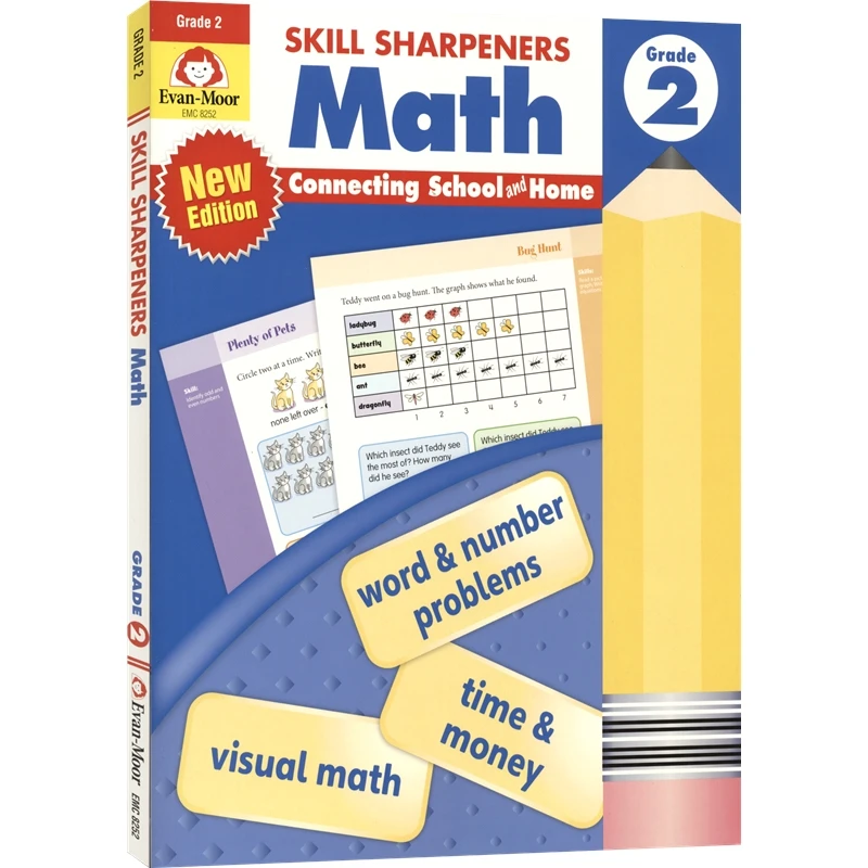 

Evan-Moor Skill Sharpeners: Math, Grade 2, Children's books aged 6 7 8 9 English Word Handwriting Workbook books 9781629389875