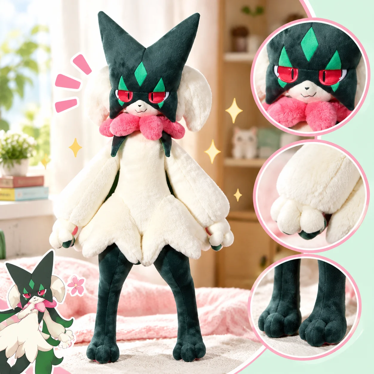 Pokemon Meowscarada Plush 80cm Upgraded Version Anime Stuffed Doll Pokemon Peripheral Soft Plush Toy Birthday Gift For Girls