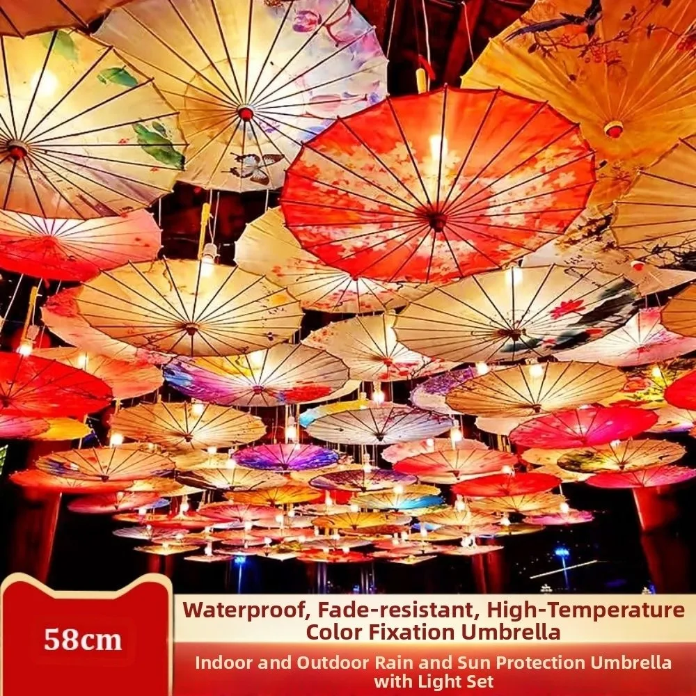 

Зонт из промасленной бумаги в китайском античном стиле, шелковый 10-цветный костюм, зонтик для фотосъемки, украшение, зонтик для танцевального выступления