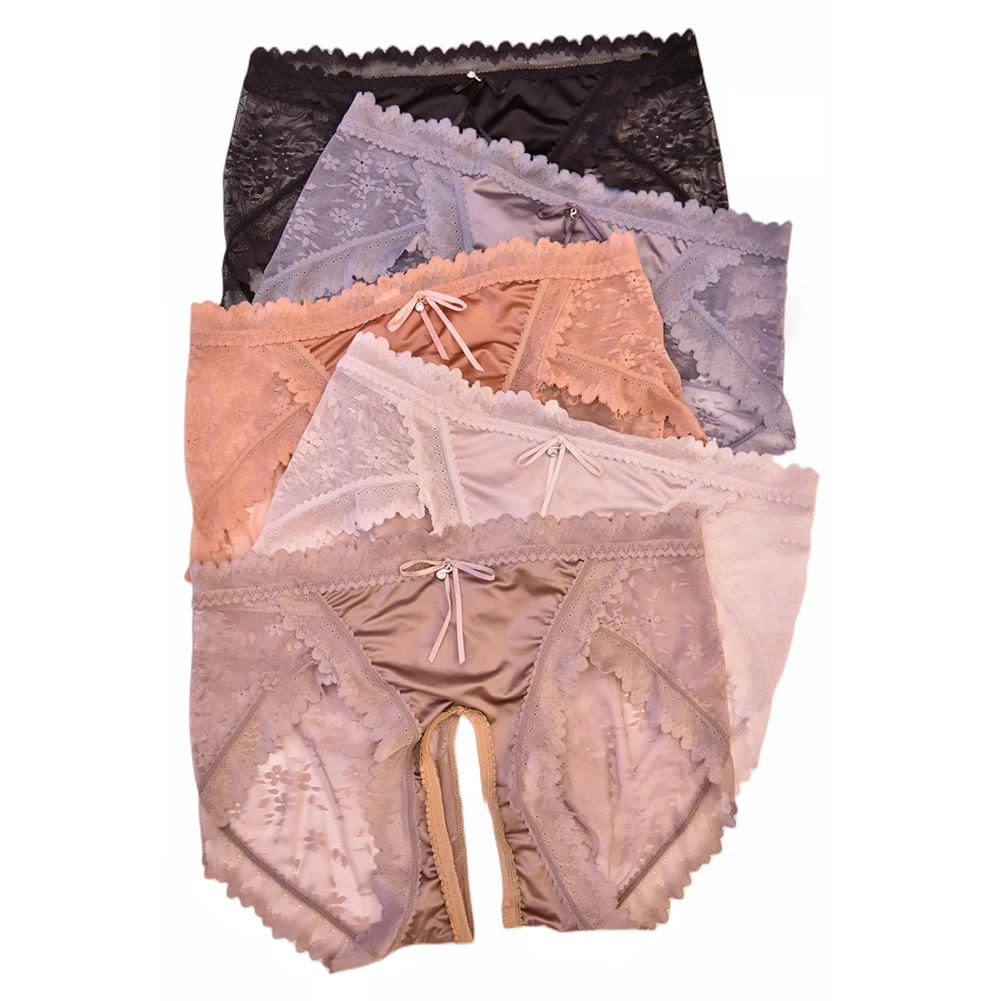 1pc 女性エロブリーフ下着オープンクロッチまたは通常のパンティーランジェリーサテンシースルーレースビキニ 2 スタイル