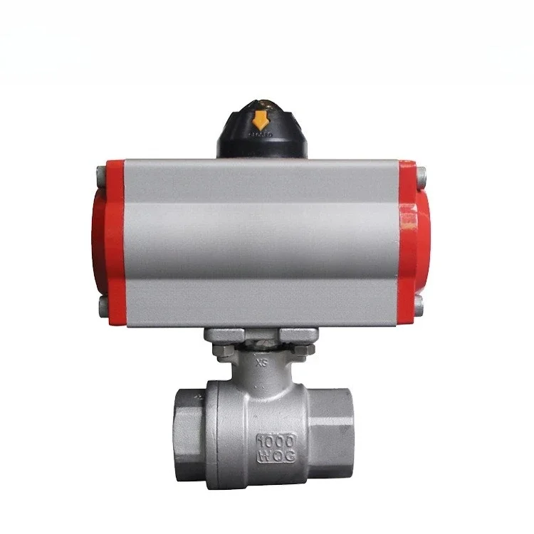 2-Piece stainless steel double-acting pneumatic valve pneumatic threaded ball valve bleed soft seal high temperature pressure