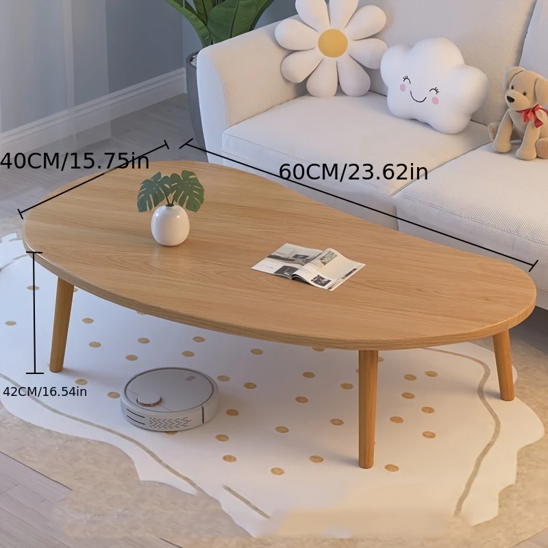crafted from balsa wood- portable and easy to assemble small spaces,Modern mango-shaped curved wooden coffee table, living rooms