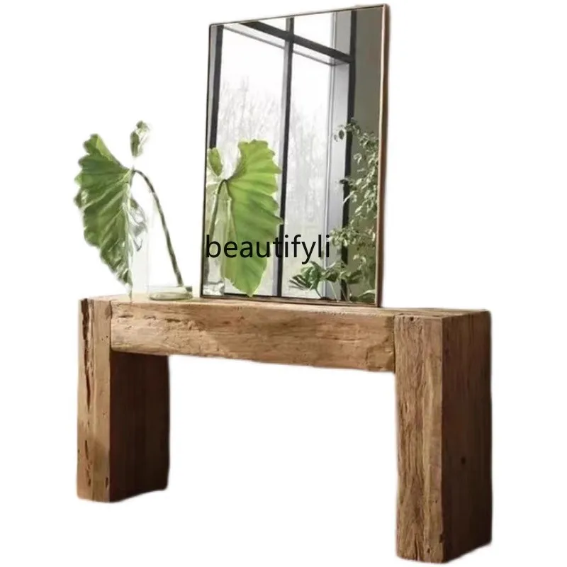 

Solid Wood Entrance Cabinet Retro Guesthouse Decoration Side Table Silent Wind against the Wall a Long Narrow Table