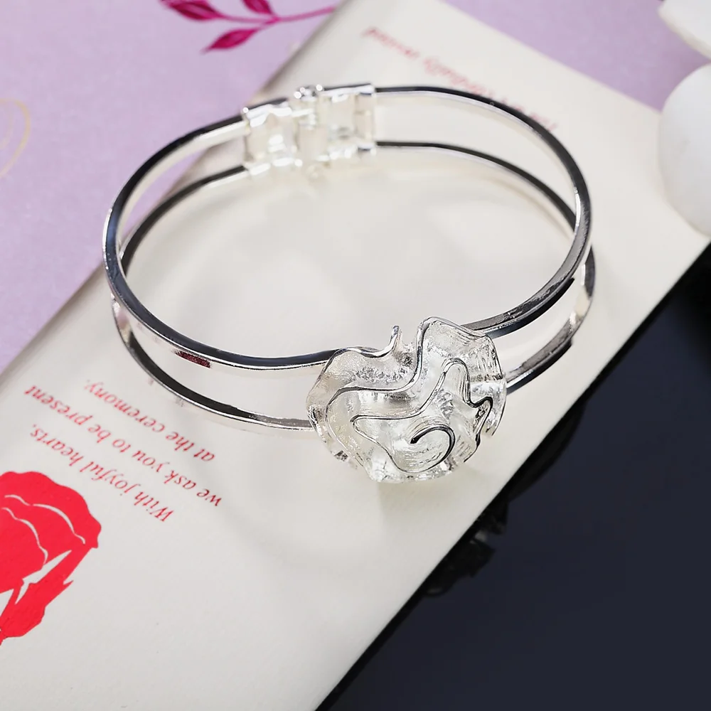 

Rose Opening Fashion Korean Edition Exquisite 925 Silver Girl Chain Female Bracelet Party Opening Season Gift for Best Friend