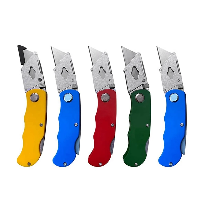 ABDJ-10Pcs Folding Utility Knives & 50Pcs Blades Set For Crafts, Retractable Box Cutters, Exacto Knife, Paper Cutter
