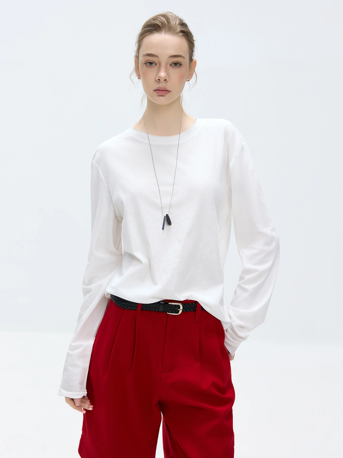 

Футболка LUR матового цвета с длинным рукавом, 100% чистый хлопок, универсальная, с круглым вырезом, дышащая, с защитой от солнца, базовый топ.