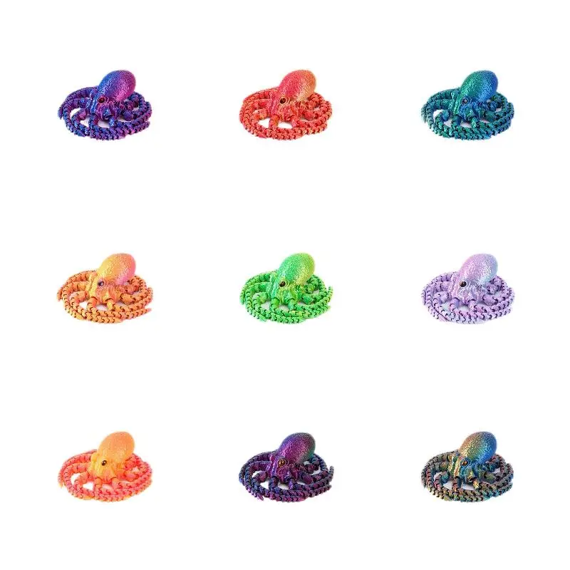 3D Printed Articulated Octopus Poseable Tentacles Desk Toy PLA Sculpture For Kid Jointed Body Decorative Toy