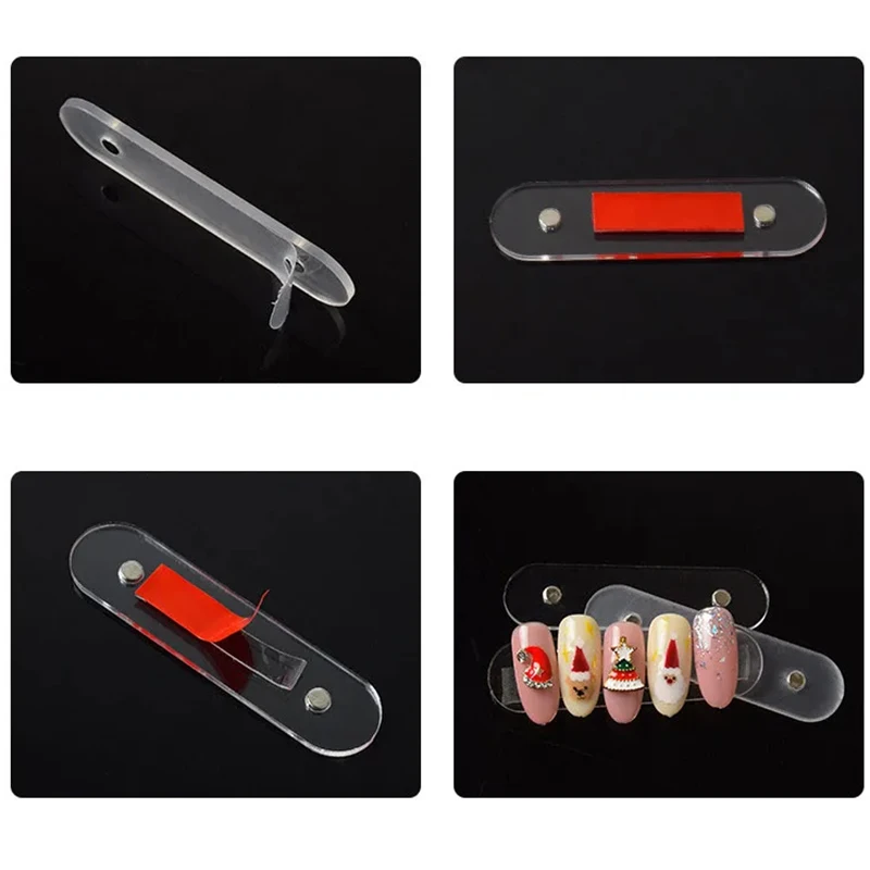 50/100/200pcs False Nail Tips Display Stand With Magnet Clear Practice Acrylic Gel Polish Holder Strip Manicure Showing Tool view 6