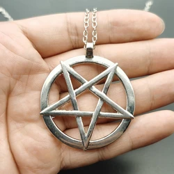 Fashion Inverted Pentagram Pendant Satanic Symbol Necklace Unisex Amulet Jewelry