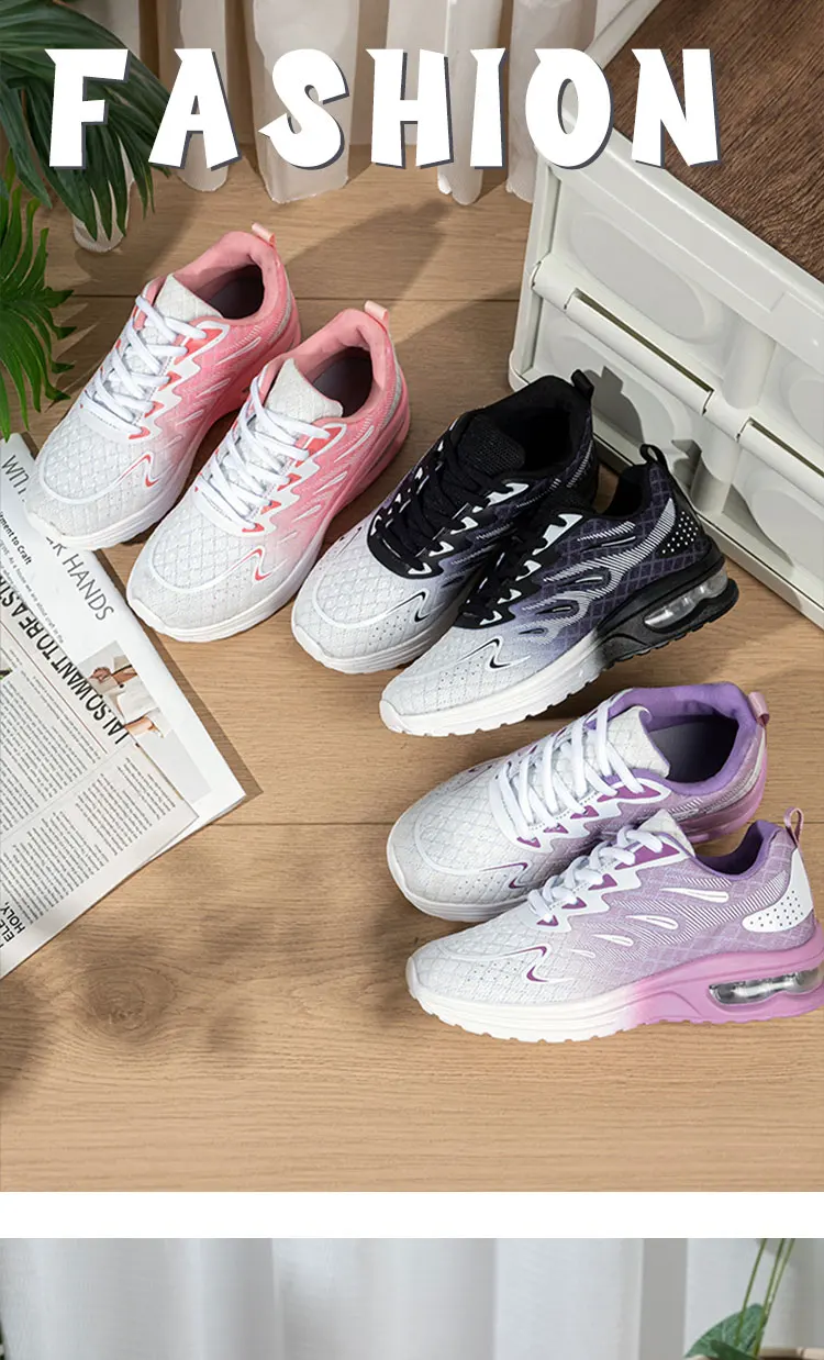 Frühling und Herbst Neue Damen Luftpolster-Sportschuhe Atmungsaktive Mesh-Leichtgewicht-Sneaker Modische Übergrößen-Fußbekleidung – Detail 1