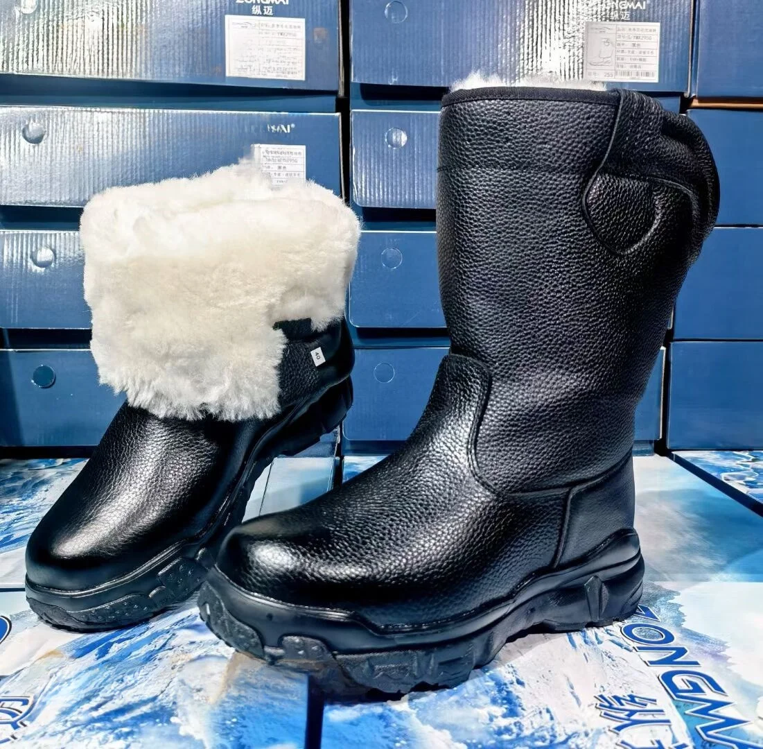 

Мужские зимние высокие ботинки из натуральной монгольской коровьей кожи для активного отдыха, рыбалки, туризма и путешествий