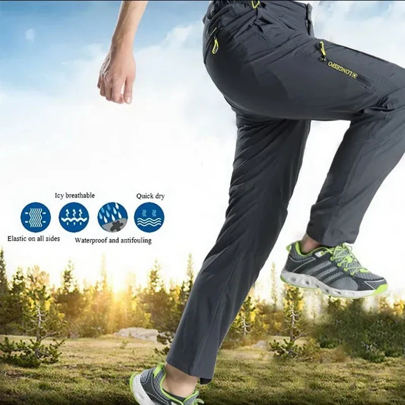 Stretch Hiking Pants Men Summer Breathable Quick Dry Outdoor Pants Mens Mountain Climbing Fishing Trekking Trousers